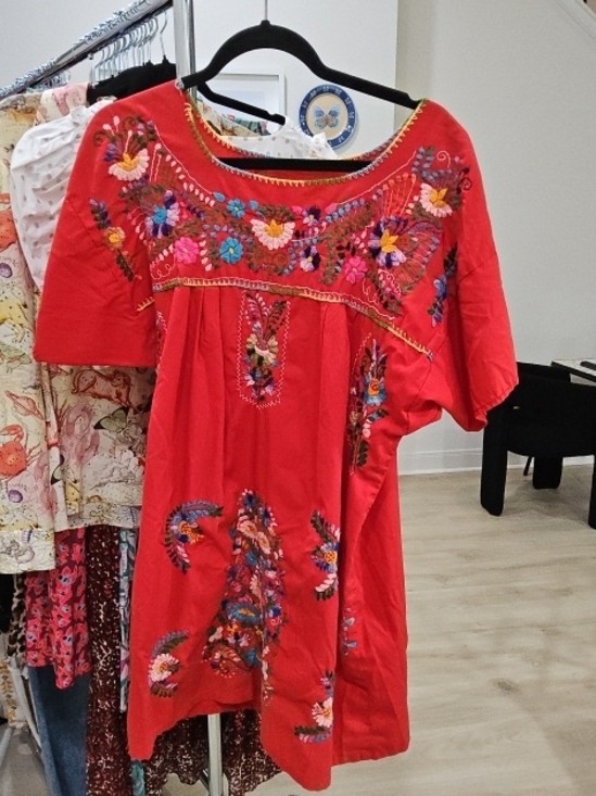 Dresses & Skirts - Embroidered Red Boho Tunic